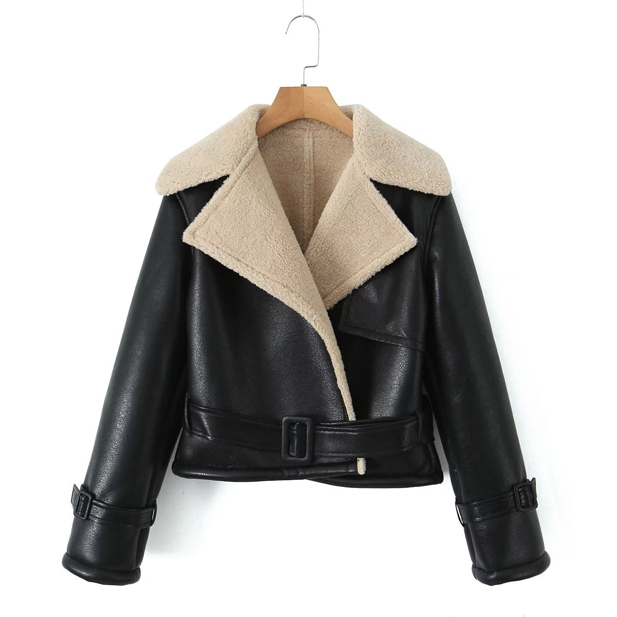 Vegan Leather Shearling Jacket – Viens Avec Moi Boutique