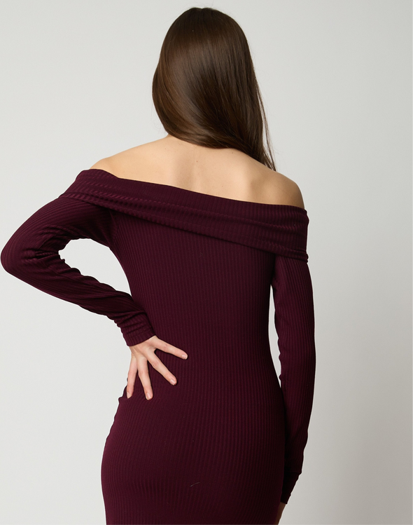 The Fierce Fold Over Bodycon - Wine