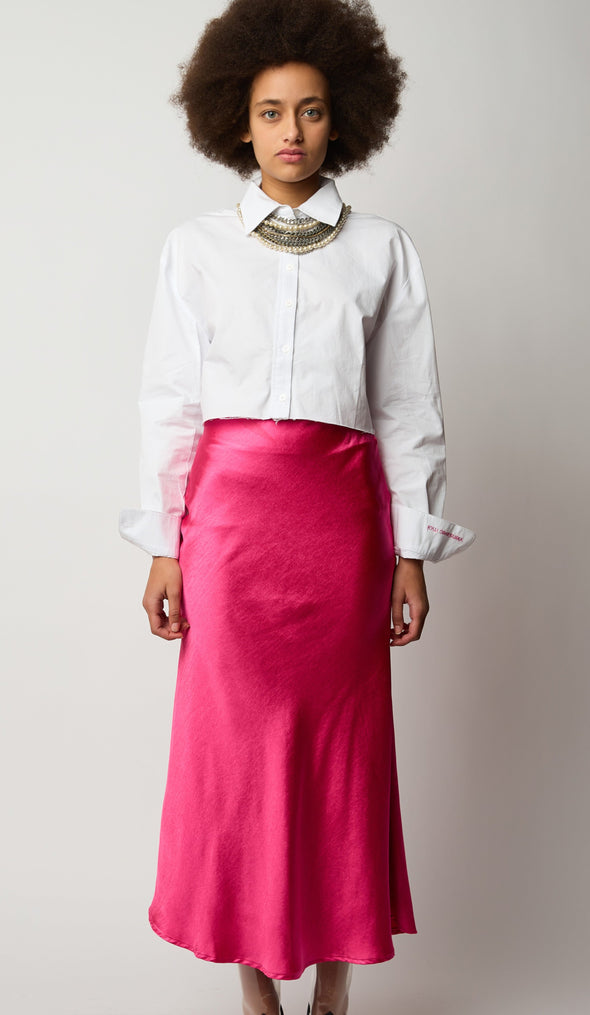 She Pretty Silk Skirt - Hot Pink