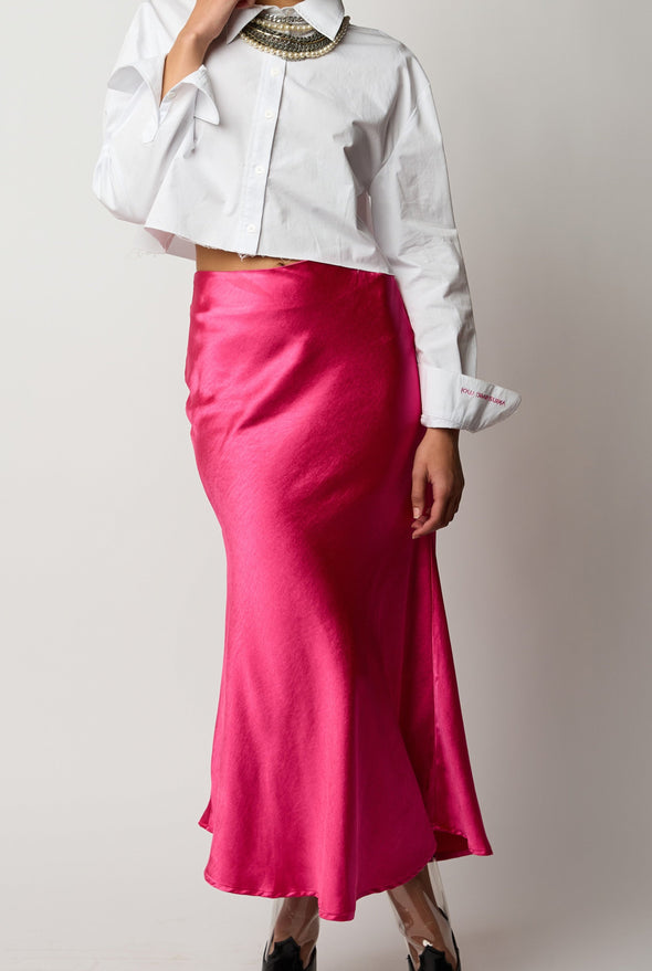 She Pretty Silk Skirt - Hot Pink