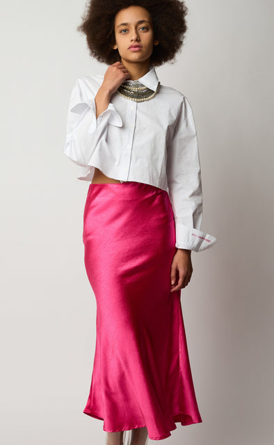 She Pretty Silk Skirt - Hot Pink