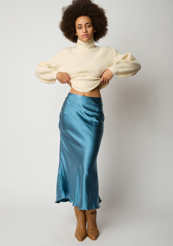 She Pretty Silk Skirt - Aqua