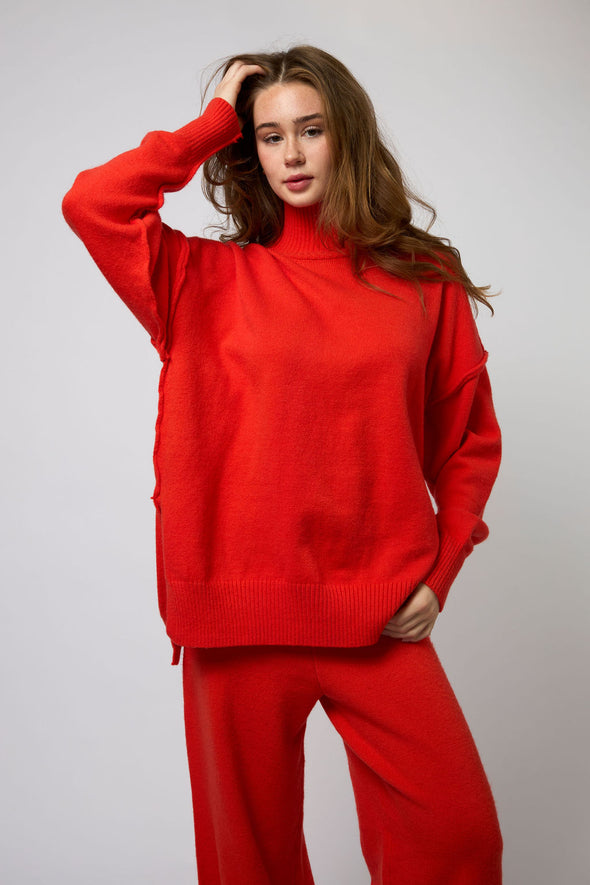 The Sweater Set Top - Poppy Red