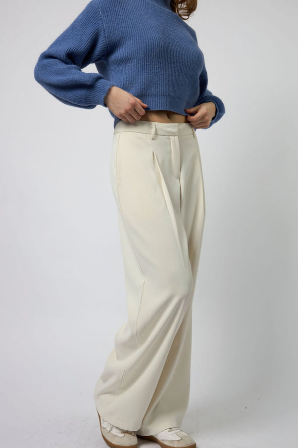 The Odette Pleated Pant - White