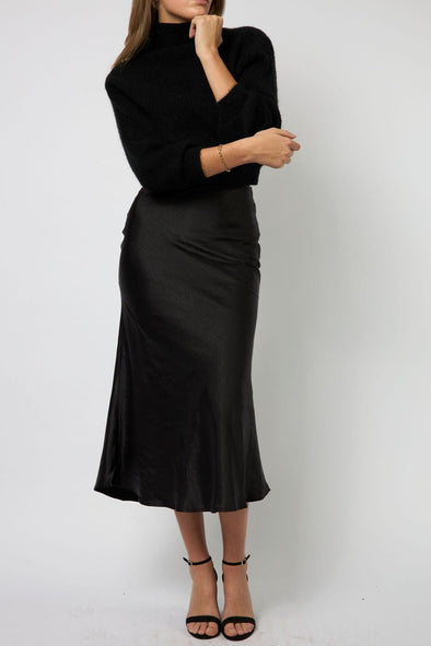 She Pretty Silk Skirt - Black