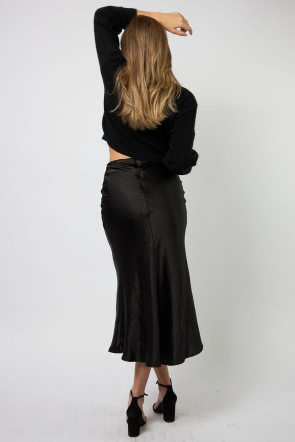 She Pretty Silk Skirt - Black