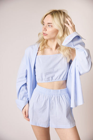 The Everyday Mini Top - Blue Pinstripe