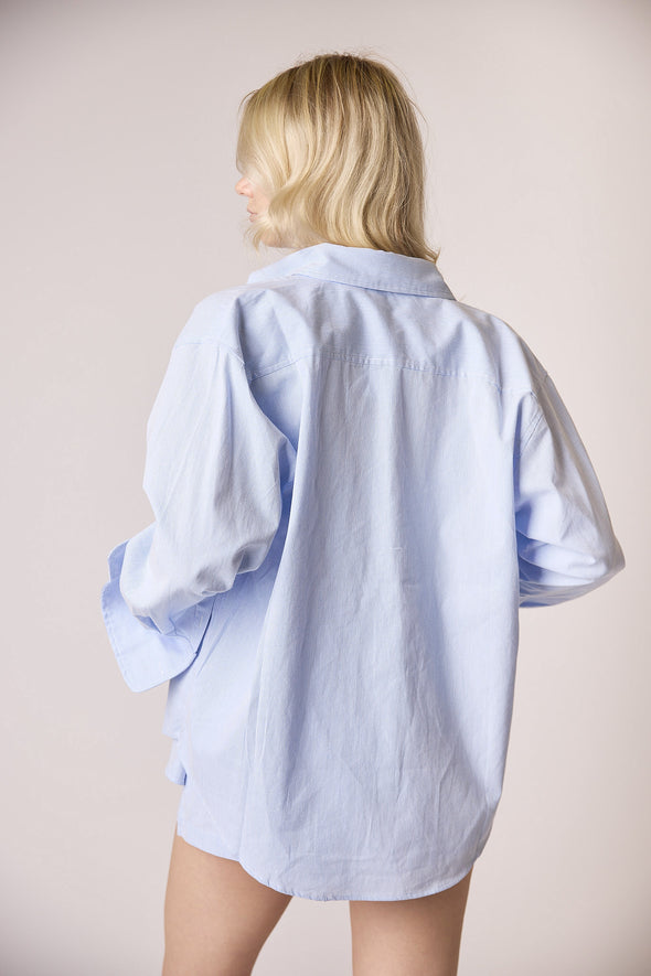 The Everyday Boyfriend Shirt - Blue Pinstripe