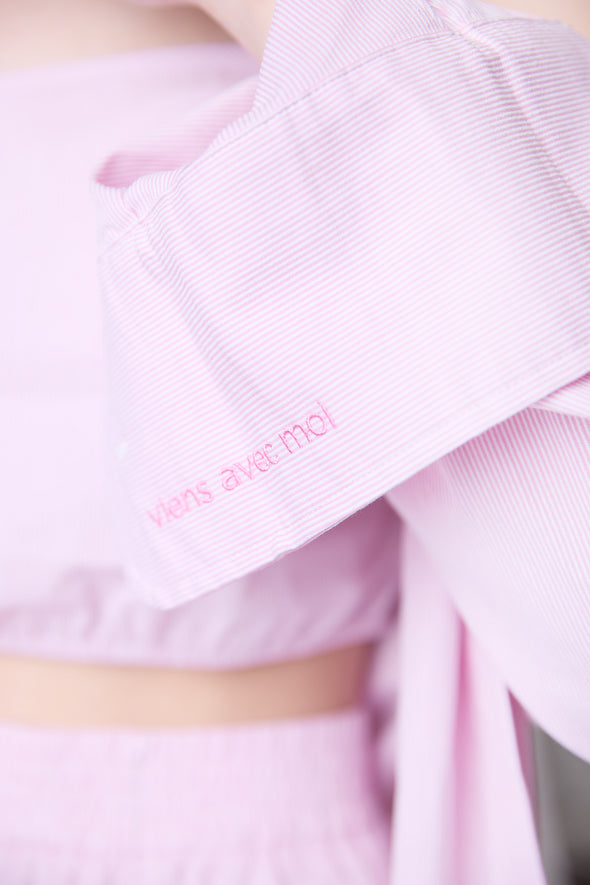 The Everyday Boyfriend Shirt - Pink Pinstripe