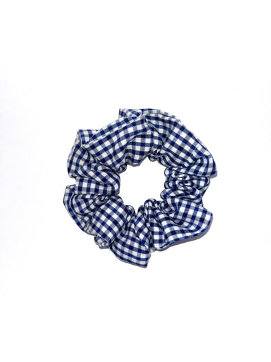 Scrunchie Blue Gingham - Upcycle