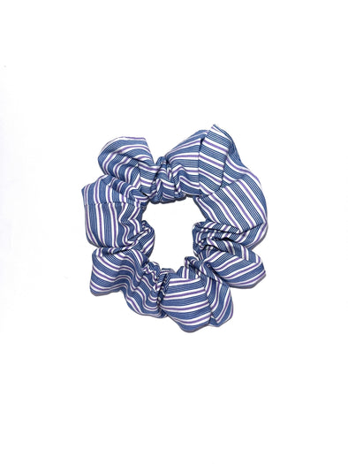 Scrunchie Blue and Purple Stripes - Upcycle
