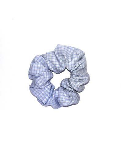 Scrunchie Blue Checked - Upcycle