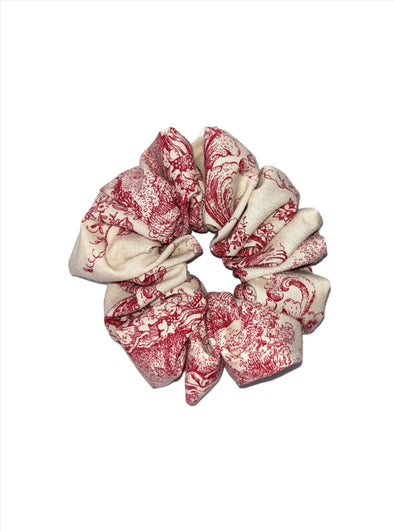 Scrunchie White & Red Print Large - Upcycle