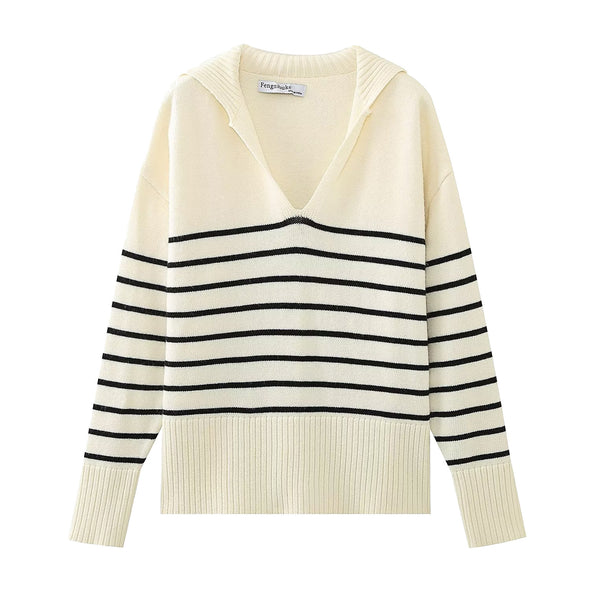 Ribbed Knit Stripped Sweater