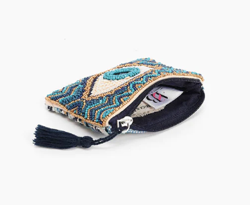 Evil Eye Embellished Coin Purse - Grecian Nights