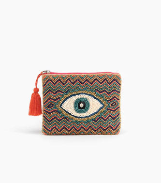 Evil Eye Embellished Coin Purse - Goodluck
