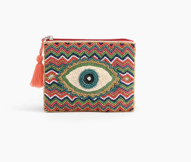 Evil Eye Embellished Coin Purse - Pink