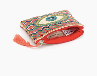 Evil Eye Embellished Coin Purse - Pink