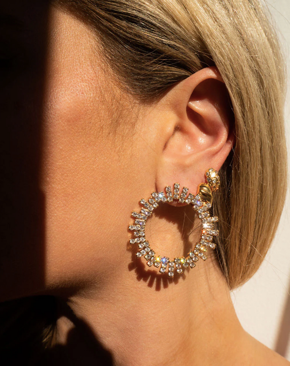 The Pave Ray Earrings - Gold