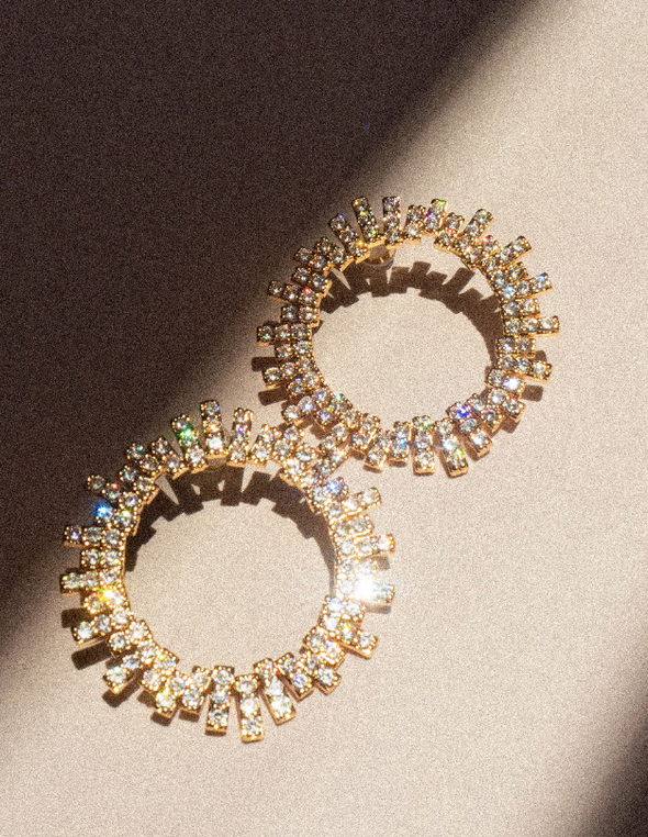 The Pave Ray Earrings - Gold
