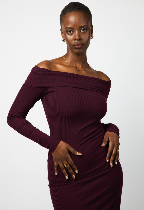 The Fierce Fold Over Bodycon - Wine