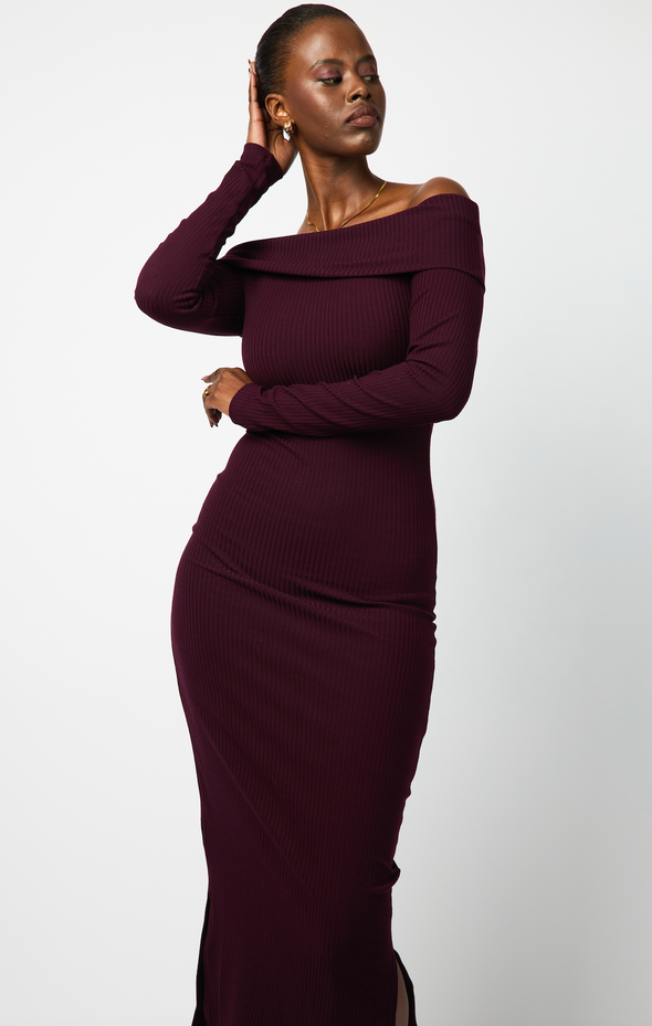 The Fierce Fold Over Bodycon - Wine