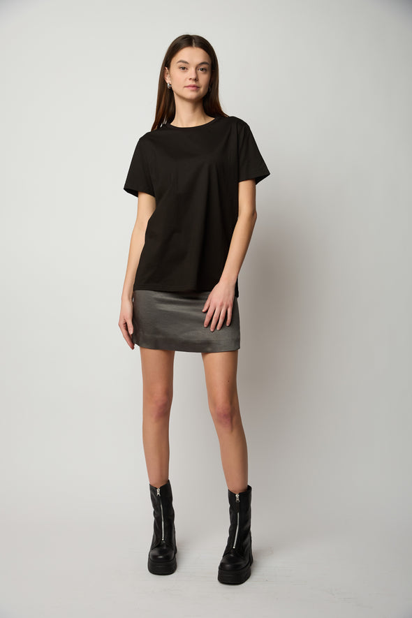 She Cute Silk Skirt - Charcoal