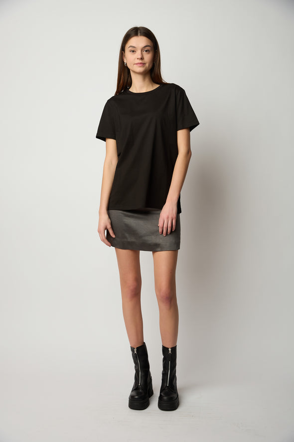 She Cute Silk Skirt - Charcoal