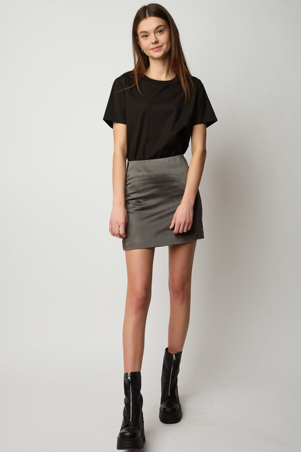 She Cute Silk Skirt - Charcoal