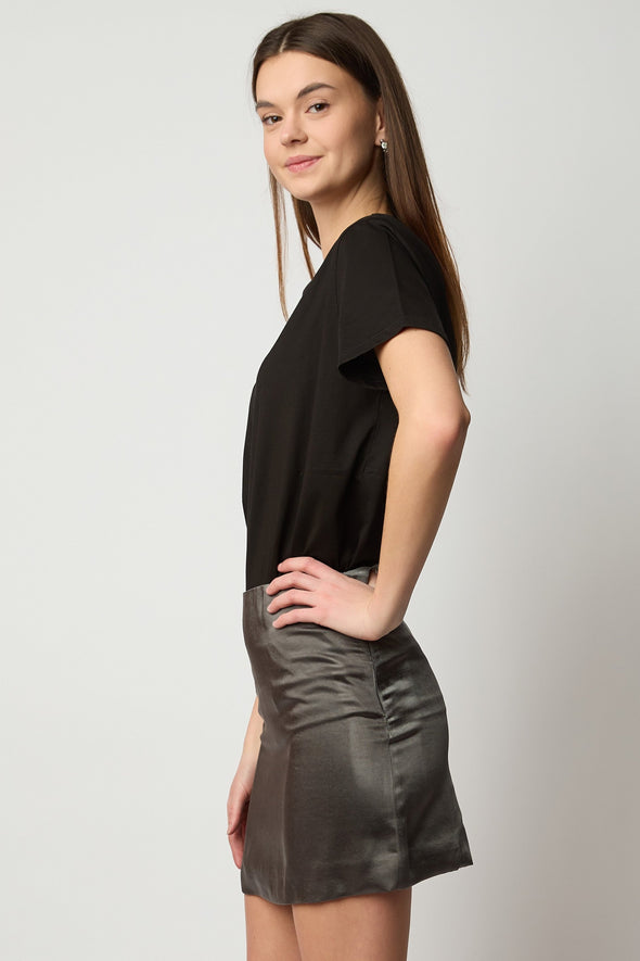 She Cute Silk Skirt - Charcoal