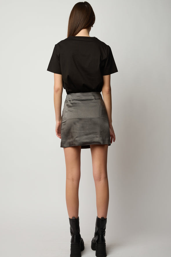 She Cute Silk Skirt - Charcoal