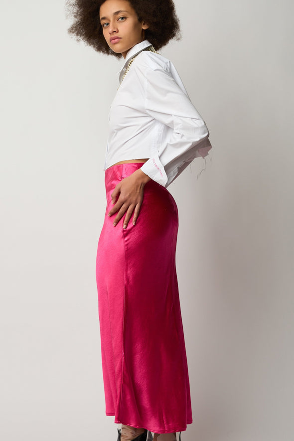 She Pretty Silk Skirt - Hot Pink