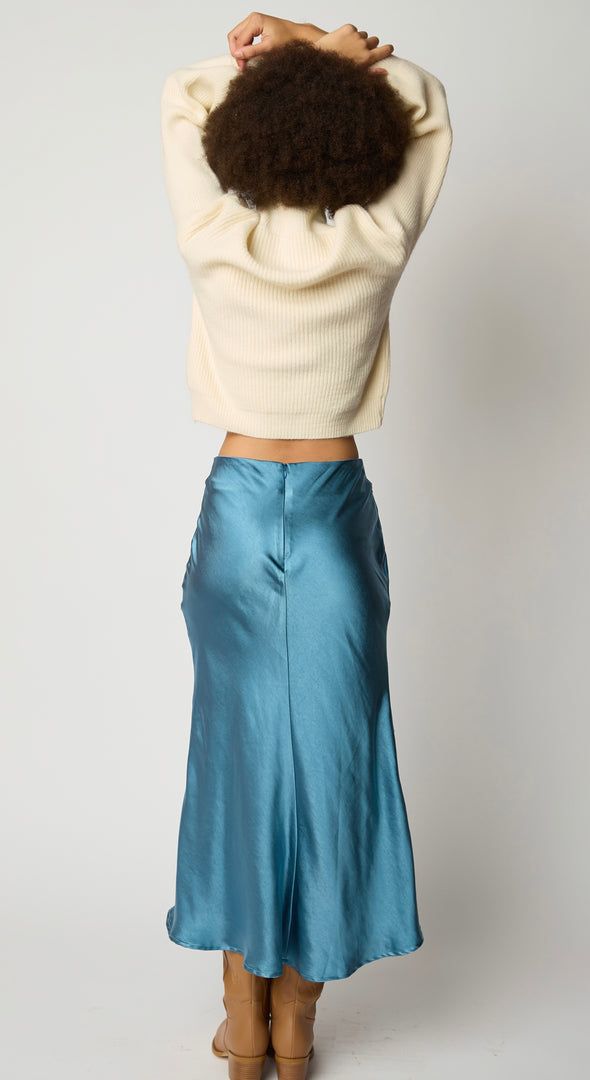 She Pretty Silk Skirt - Aqua