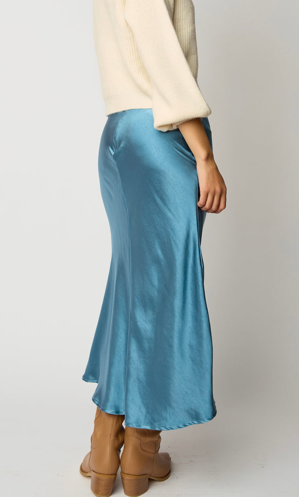 She Pretty Silk Skirt - Aqua