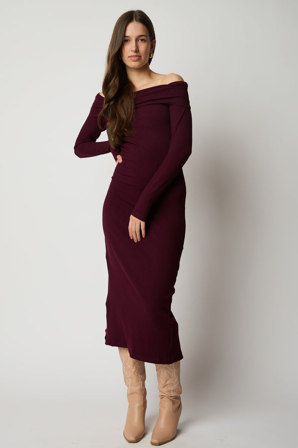 The Fierce Fold Over Bodycon - Wine