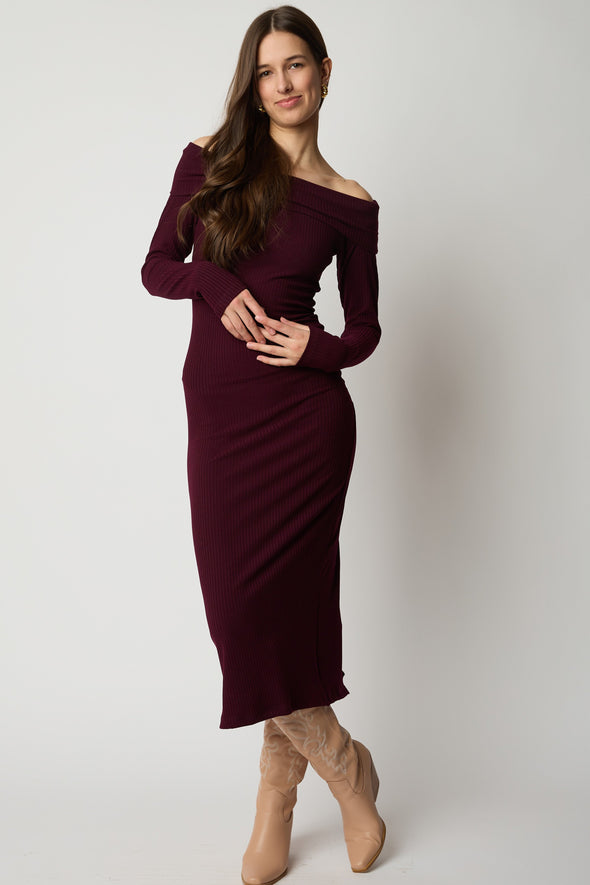 The Fierce Fold Over Bodycon - Wine