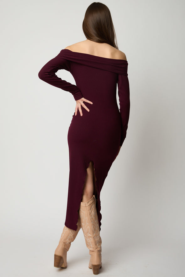 The Fierce Fold Over Bodycon - Wine