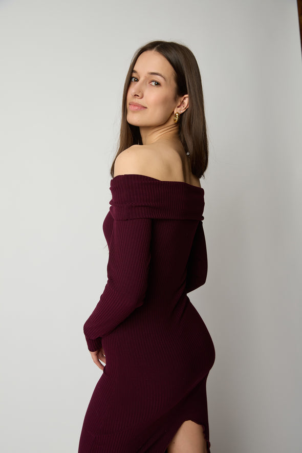 The Fierce Fold Over Bodycon - Wine