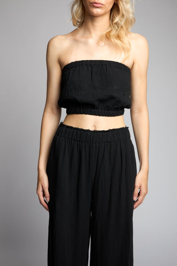 The Crinkle Tube Top - Black