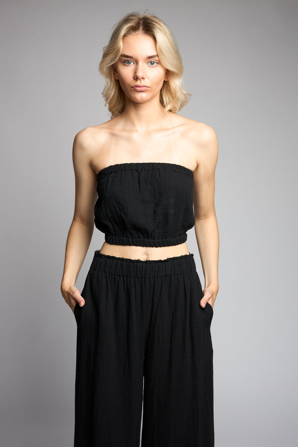 The Crinkle Tube Top - Black