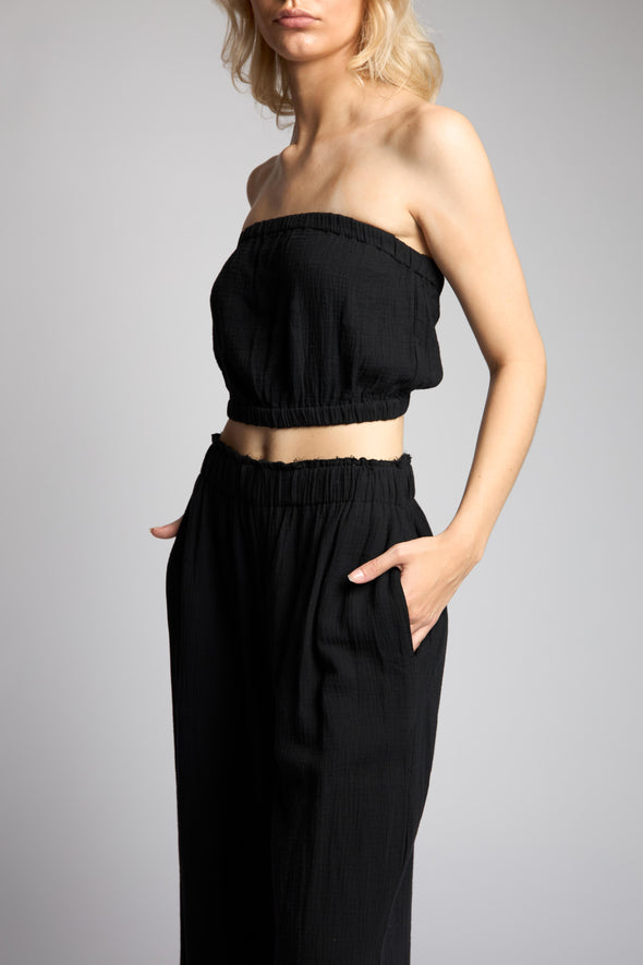 The Crinkle Tube Top - Black