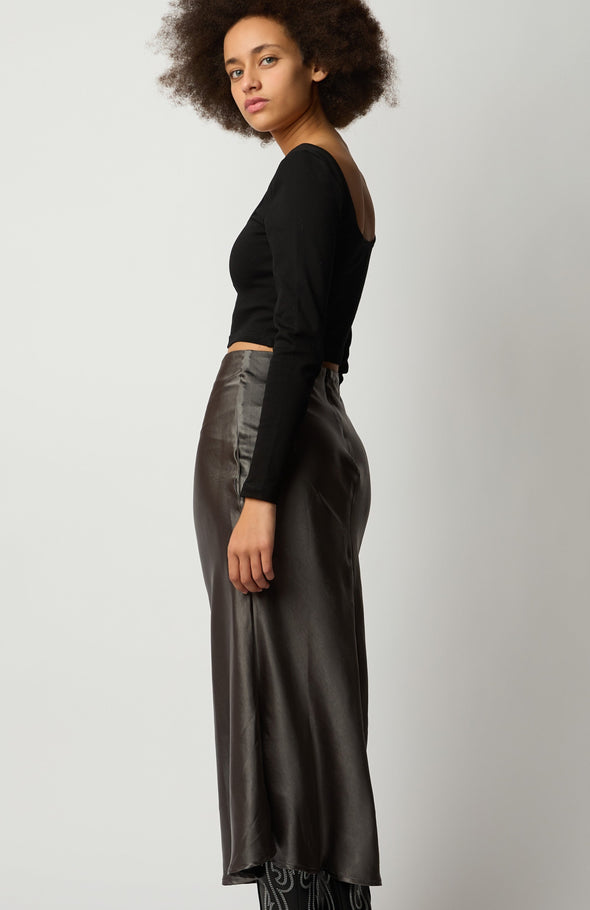 She Pretty Silk Skirt - Charcoal