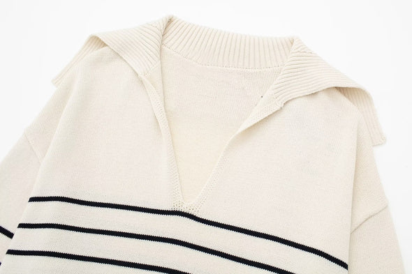 Ribbed Knit Stripped Sweater
