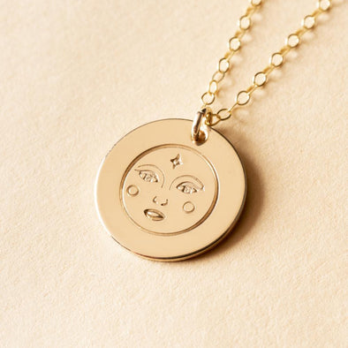 Moon Face Large Charm Necklace