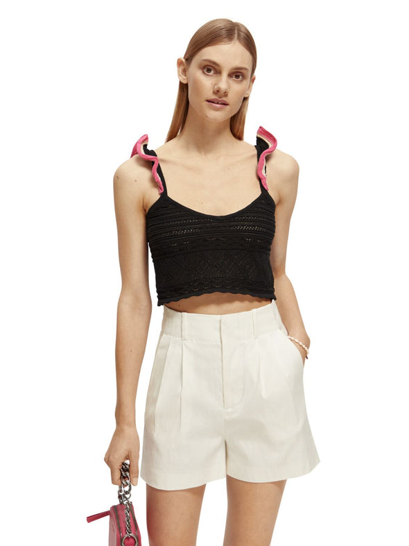 Pointelle Knitted Crop Top