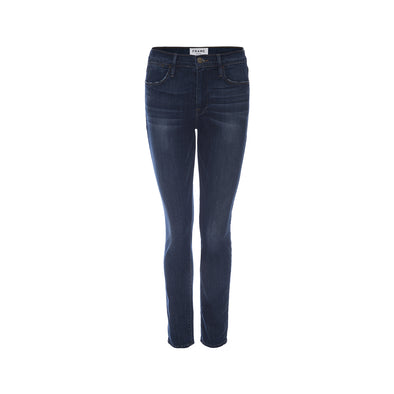 The Le High Skinny York jeans from FRAME are a high waisted denim jean in a dark blue wash perfect for transitioning into fall.