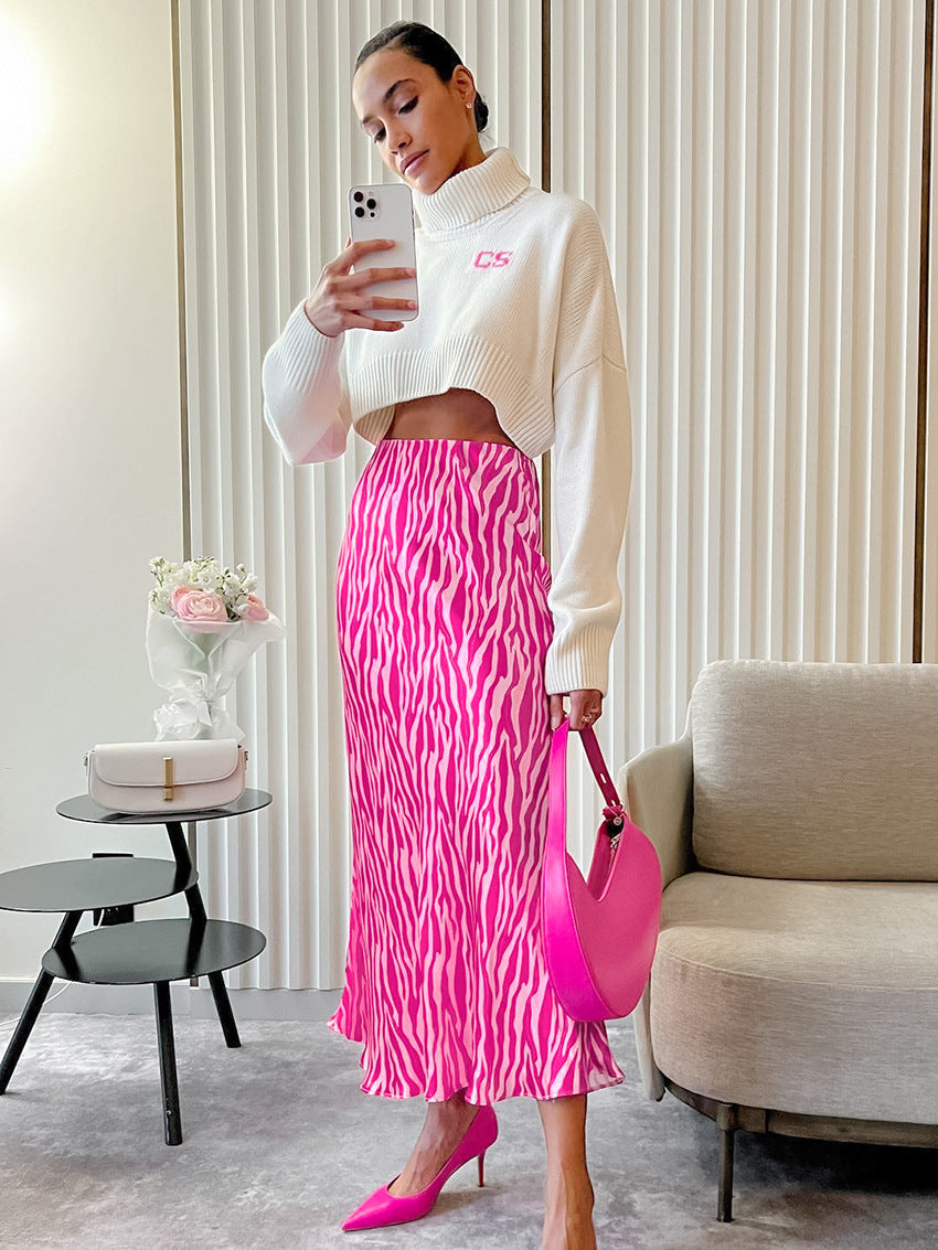 Pink zebra shop midi skirt