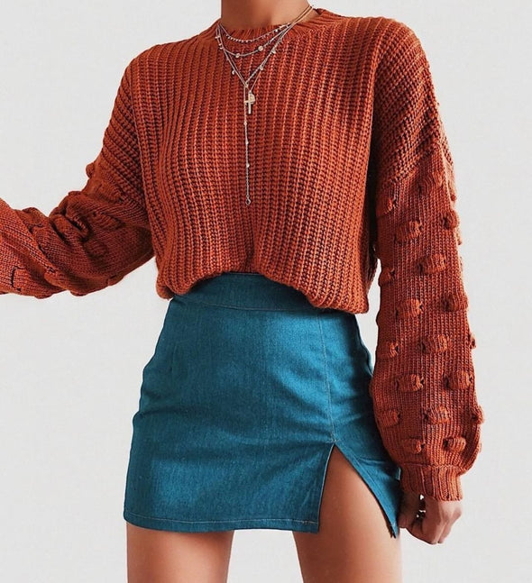 Knitted Pullover Sweater - Multiple Colors