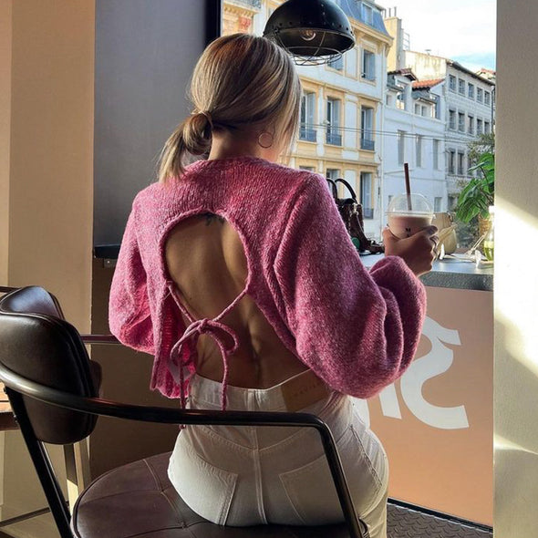 Backless Sweater in Pink