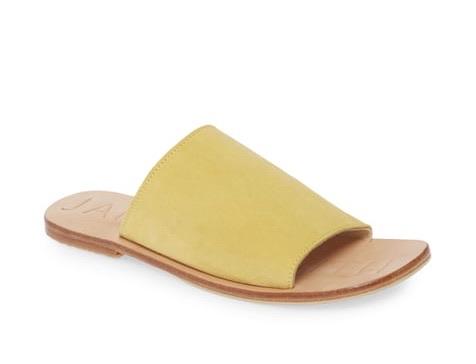 The Off Duty Yellow Suede Slide by James Smith is a perfect summer sandal. The yellow suede upper strap adds a punch of colour.